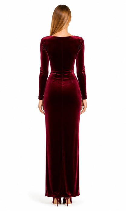 Burgunderabend Bordeauxrot Abendkleid von Douglas – Rückansicht