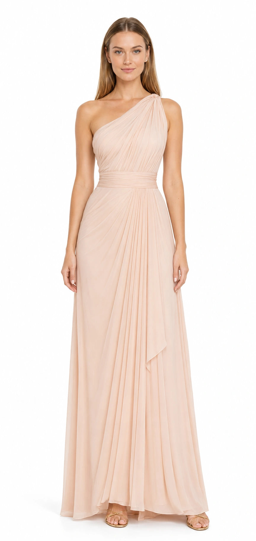Göttliche Anmut Antikweiß Abendkleid von Douglas – Frontansicht
