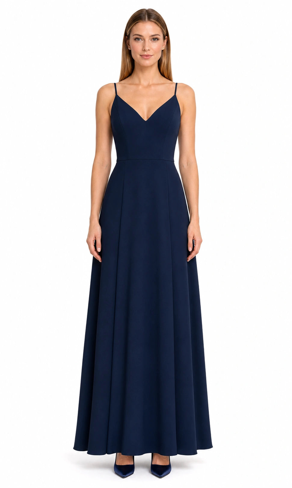 Nachtblau Tiefblau Abendkleid von Douglas – Frontansicht