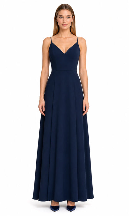 Nachtblau Tiefblau Abendkleid von Douglas – Frontansicht