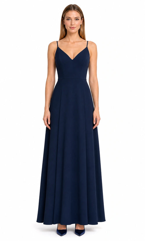 Nachtblau Tiefblau Abendkleid von Douglas – Frontansicht