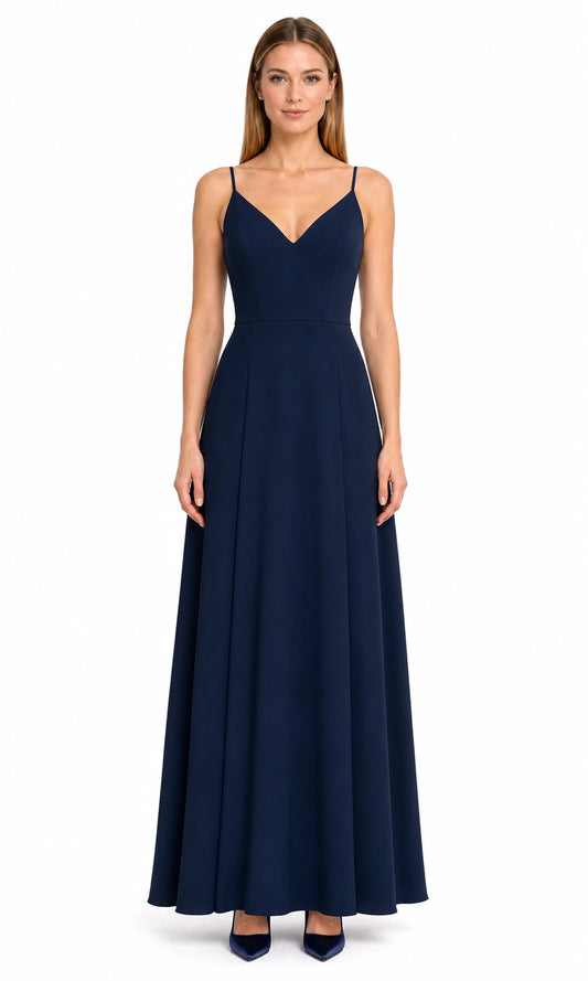 Nachtblau Tiefblau Abendkleid von Douglas – Frontansicht