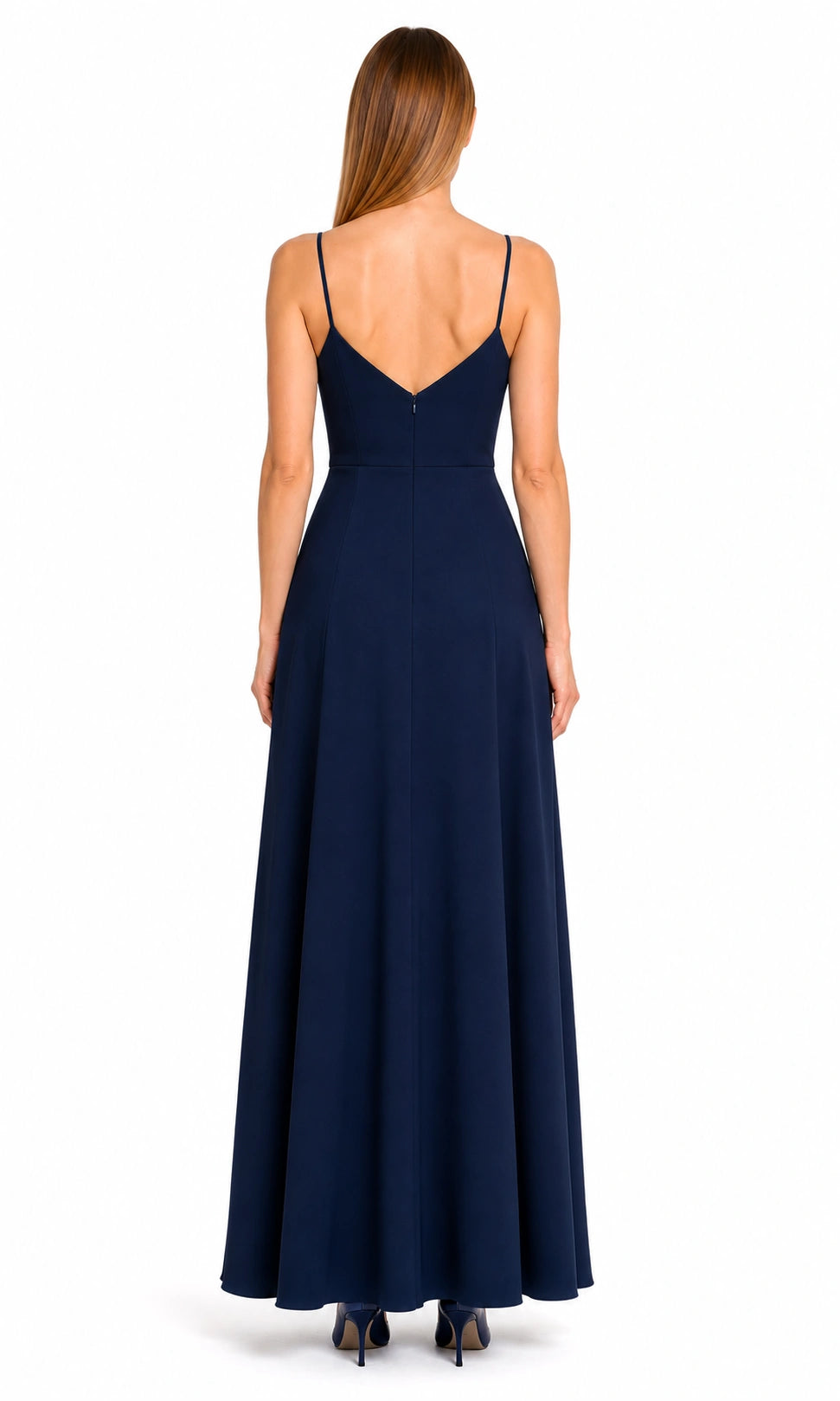 Nachtblau Tiefblau Abendkleid von Douglas – Rückansicht