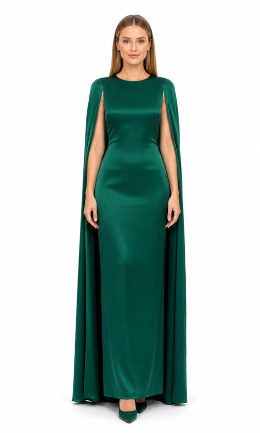 Smaragdtraum Smaragdgrün Abendkleid von Douglas – Frontansicht